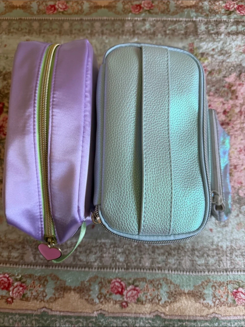 Lilac and Iridescent Cosmetic Pouch Set - Women Bags